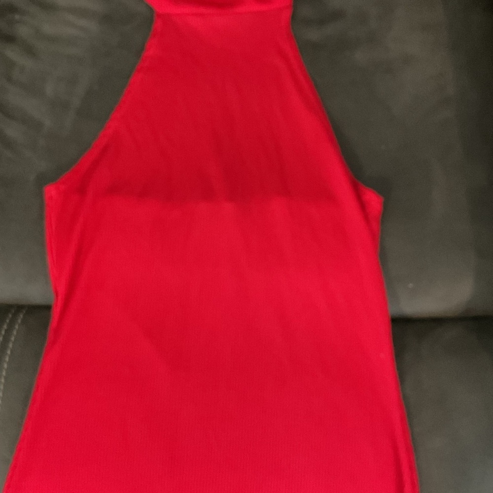 Red Turtleneck Halter Cocktail Dress